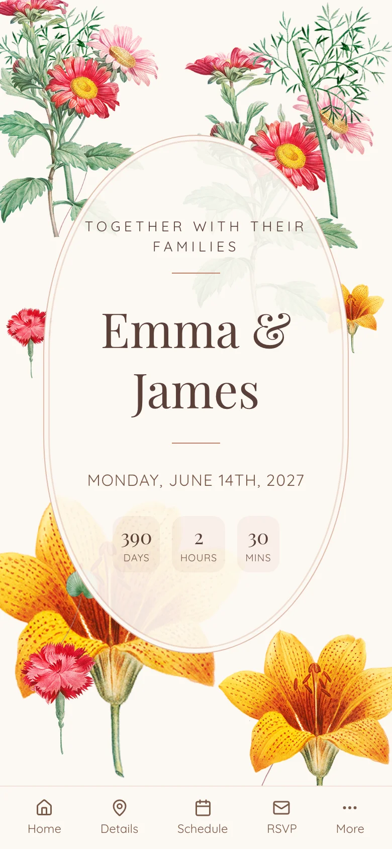Floral wedding invitation