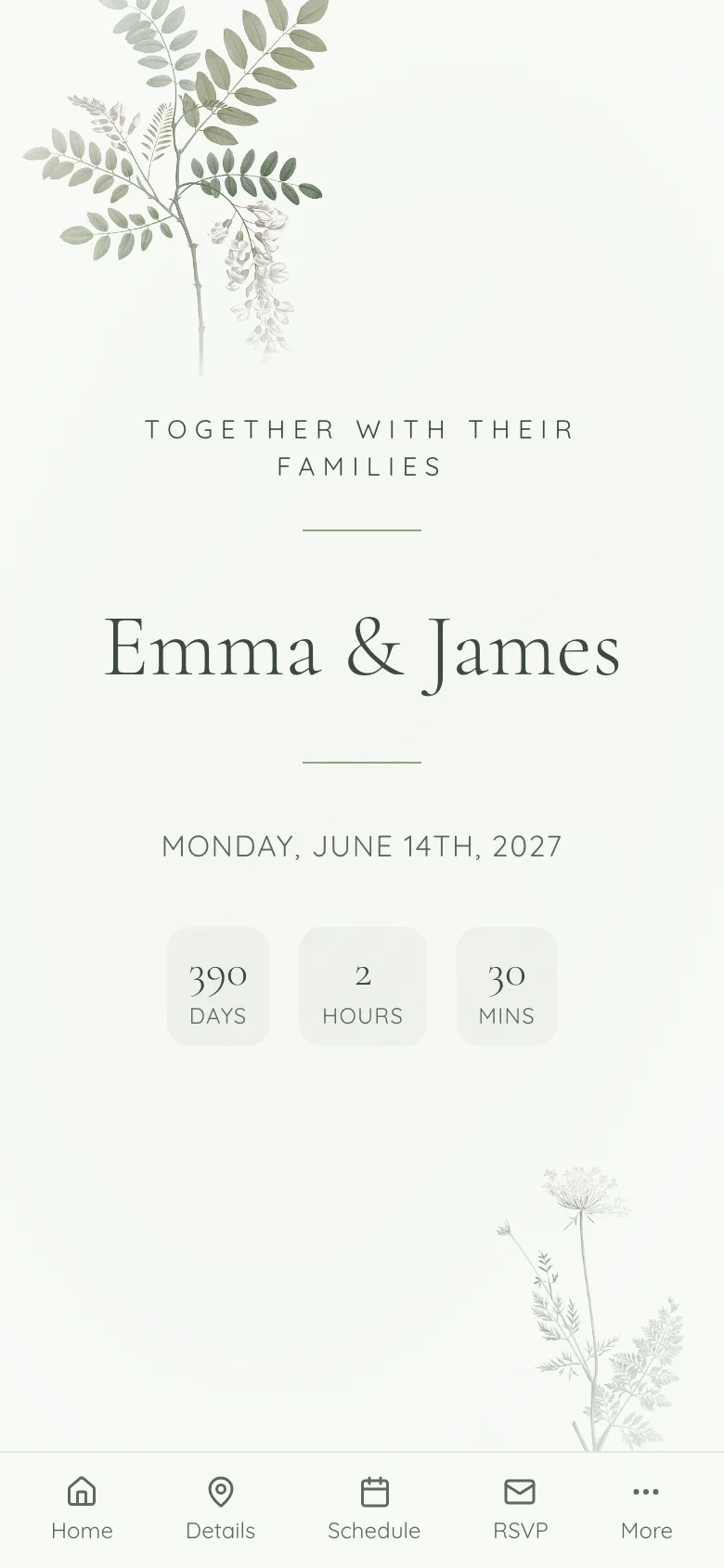 Sage wedding invitation